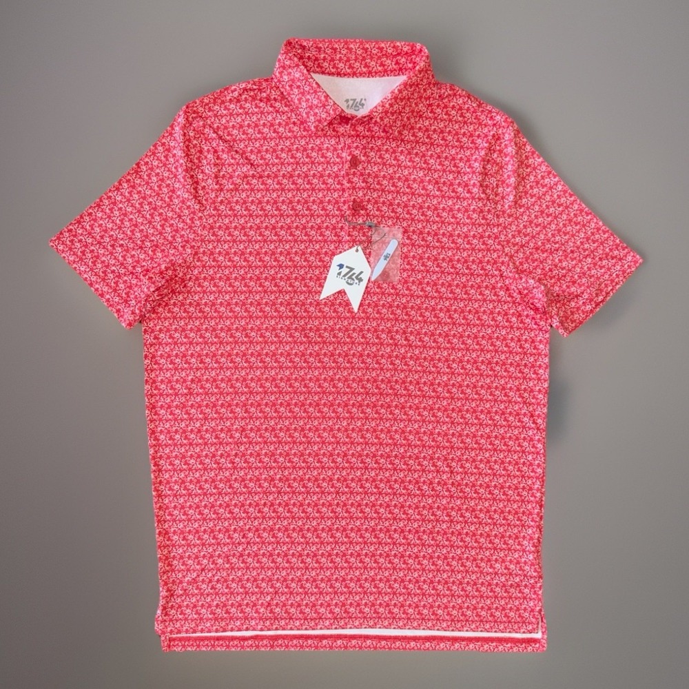 NWT Short Par 4 Gear Up Golf Polo‎ Hibiscus Mens Size Medium